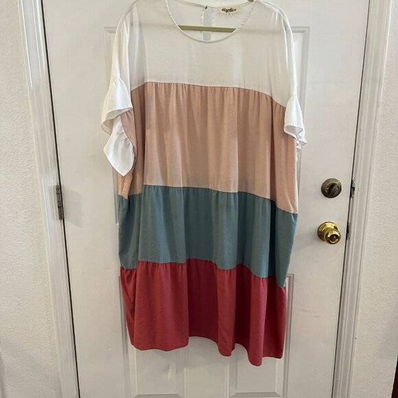 Haptics By Holly Harper Plus-Size Muti-Tiered Lagoon-Look Dress Sz XXL - Picture 3 of 9